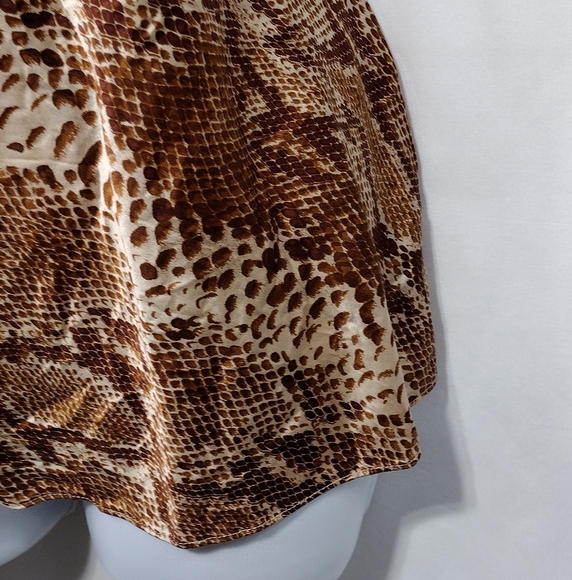 Express Silk Snakeskin Halter Top Women's L Brown Boho Retro 90s Y2K Event - Picture 3 of 7